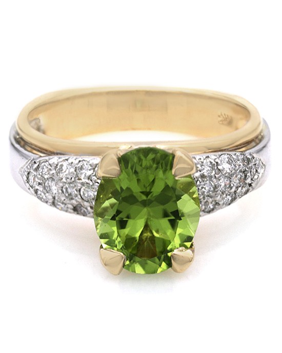 Peridot and Diamond Pave Fashion Ring
